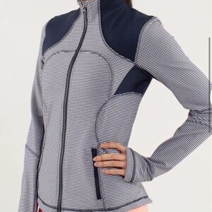 Lululemon Forme Jacket Gingham Blue Check Zip Front Size 2